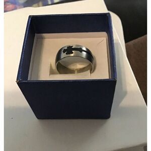 New~Mens 316L Stainless Steel Black Cross Band Sz 8